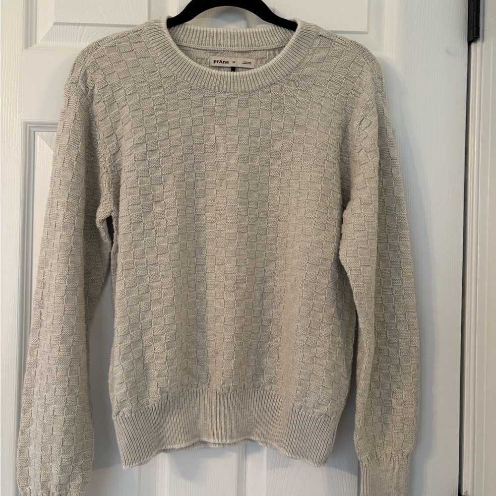 Prana Textured Cream Crewneck Sweater